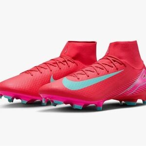 Nike Bright Red and Teal Soccer/Football Cleats